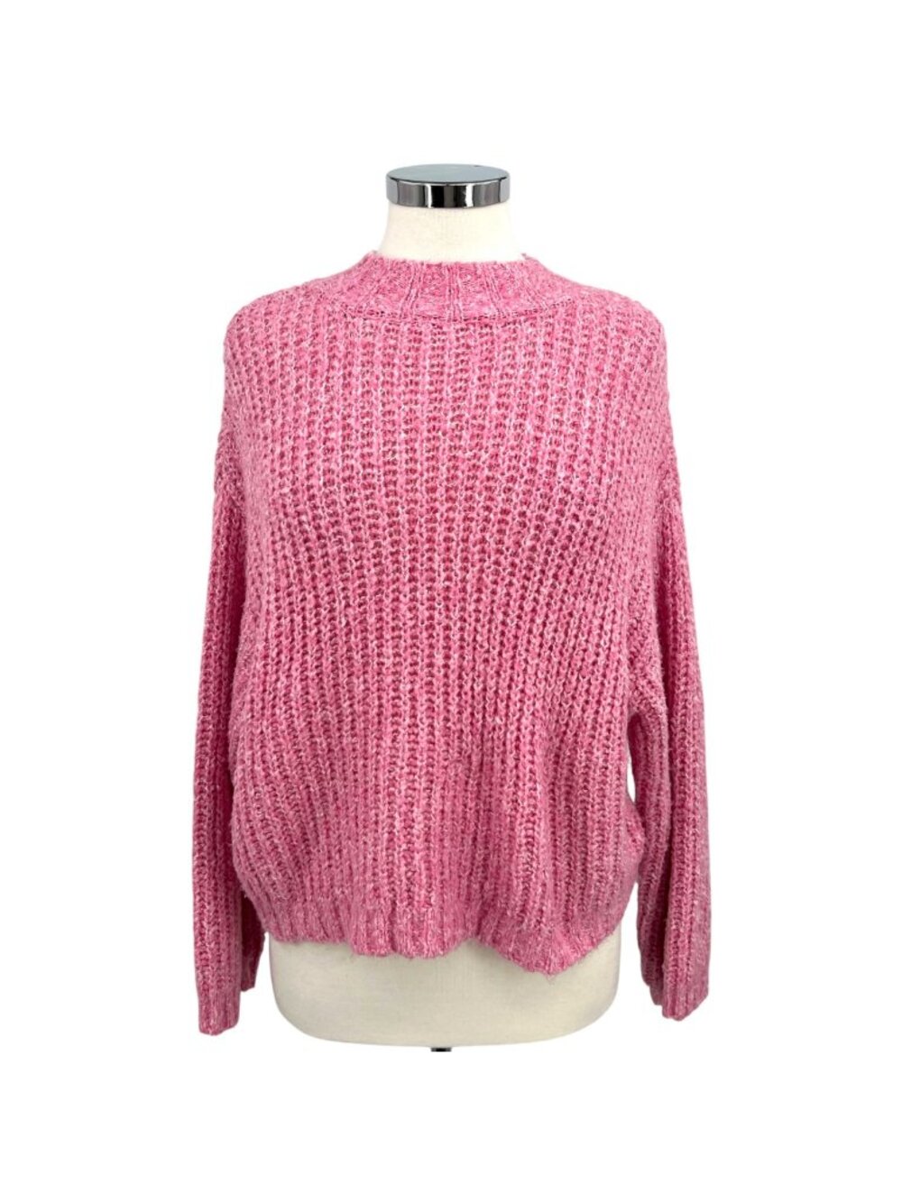 Sincerely Jules Pink Textured Chunky Knit Sweater Size Small Cozy Preppy Casual